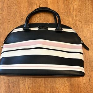 Kate Spade Black and Pink Striped Satchel
